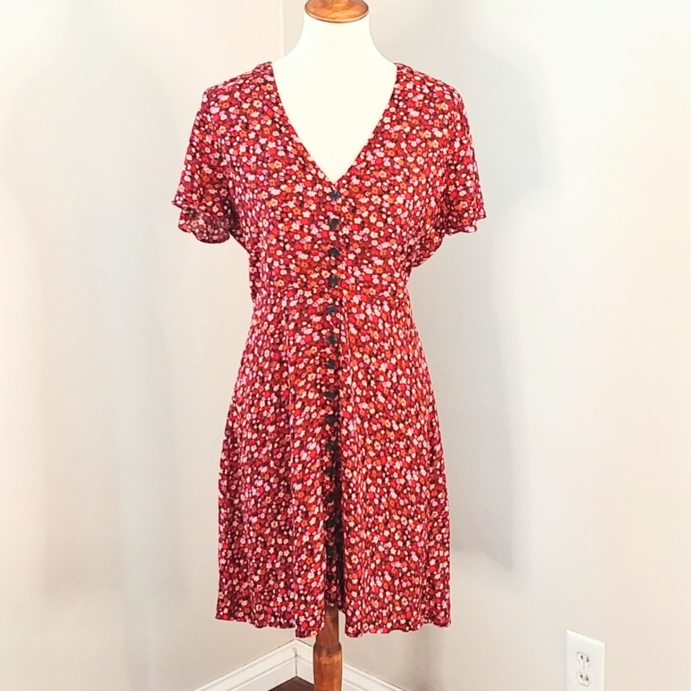 MADEWELL Button Front Mini Dress In Spring Prairie - Picture 5 of 10